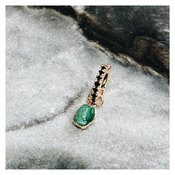 Raw Emerald Slice Earring Charm