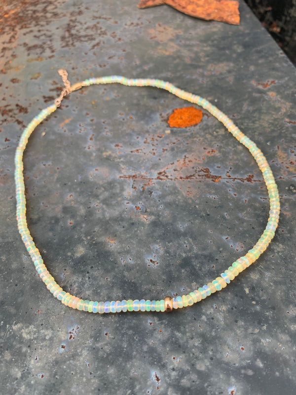 Nzuri Necklace in Ethiopian Opal Beads and Gold