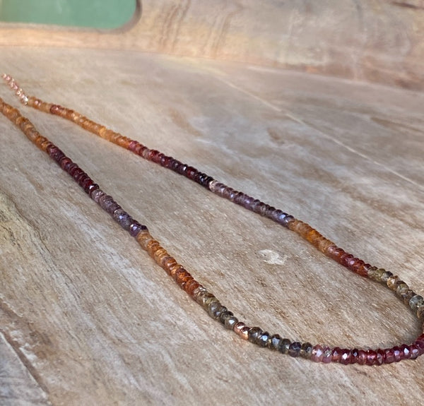 Nzuri Necklace in Tunduru Garnet & Sapphire Beads with Gold