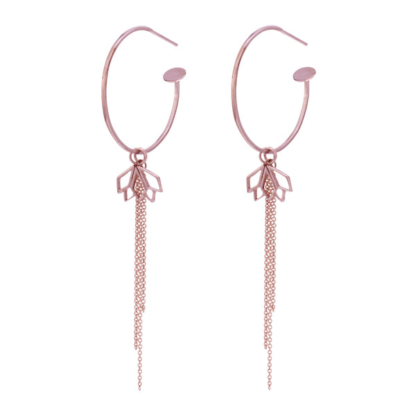Gold Hoops with Protea and Tassel Charms