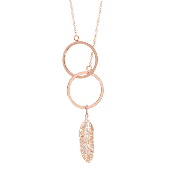Eve Necklace with Diamond Feather Charm