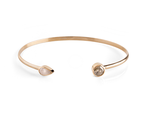 Gold Arm Cuff with Salt and Pepper Diamond Pair