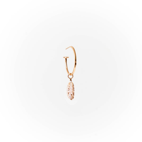 Gold Feather Earring Charm with Diamonds