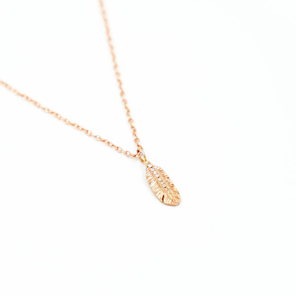 Feather Pendant with Diamonds - Small