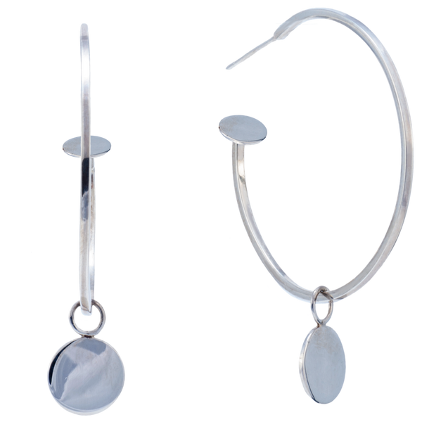 Hoop Earrings in Sterling Silver with Mini Discs