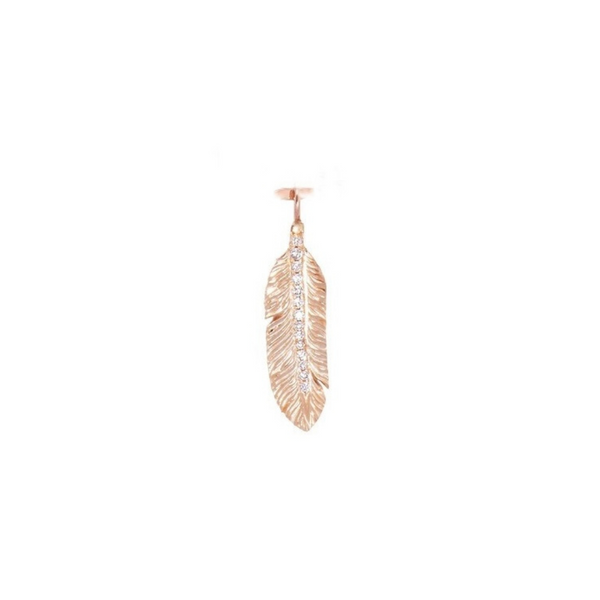 Feather Pendant with Diamonds - Large