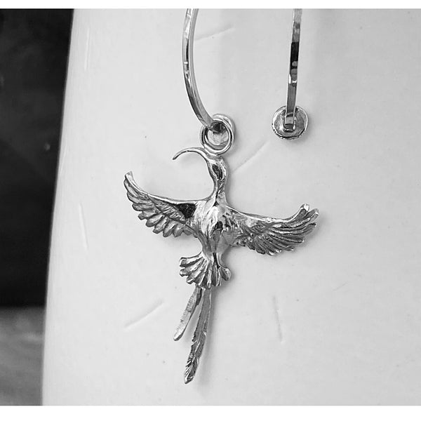 Sunbird in Flight Silver Earring Charm