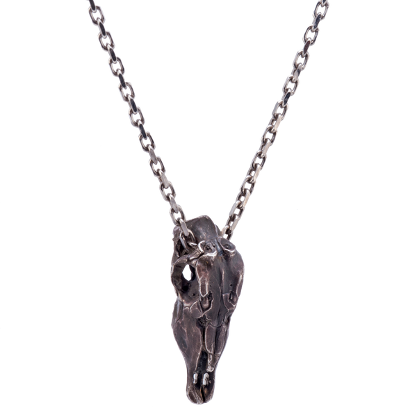 Gemsbok Skull Necklace with Black Diamond