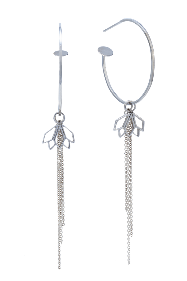 Hoops in Silver with Protea and Tassel Charms