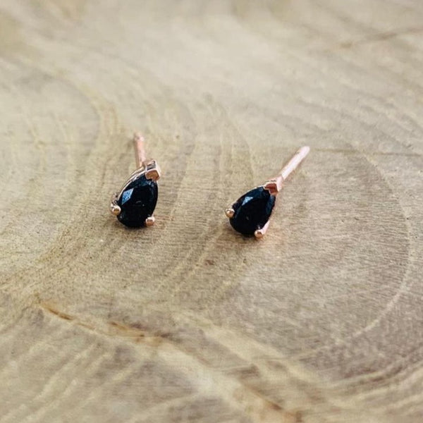 Black Diamond Pear Stud