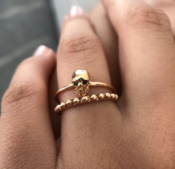 Gold Vivre Skull Ring