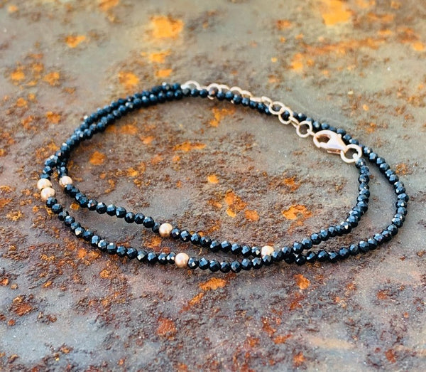 Mikayla Wrap Bracelet in Black Spinel and 9k Gold