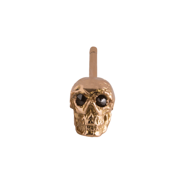 Gold Vivre Skull Stud with Black Diamonds