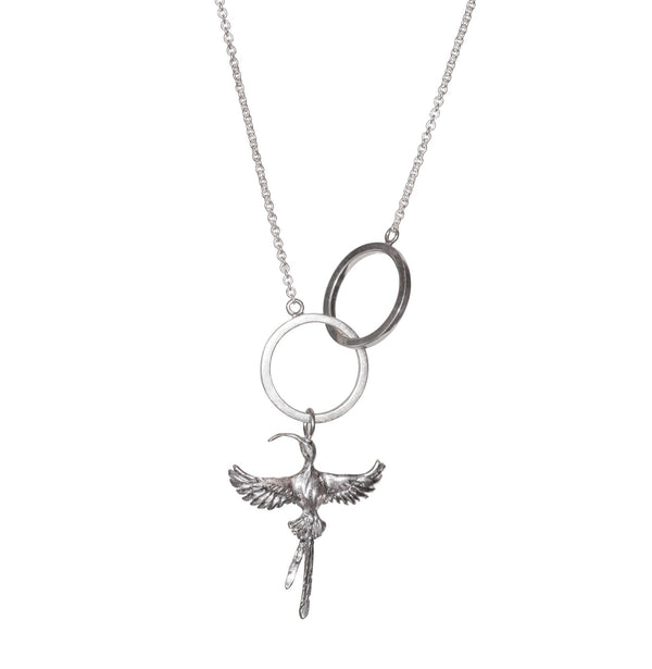 Eve Necklace with Sunbird in Flight in Silver
