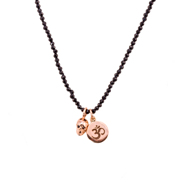 Mikayla Necklace with Gold Vivre Skull, Diamonds and Ohm Disk