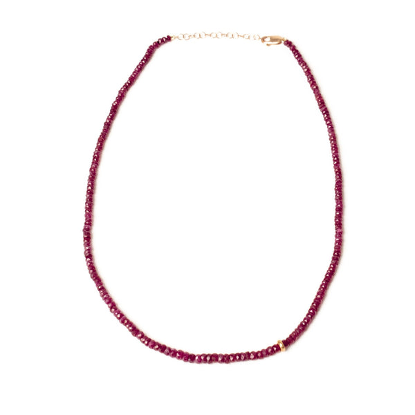 Nzuri Necklace in Ruby Beads and Gold
