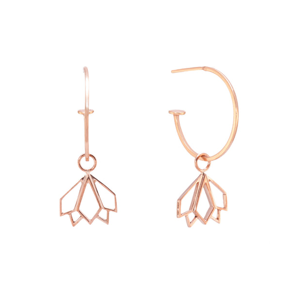 Gold Hoops with Protea Charms