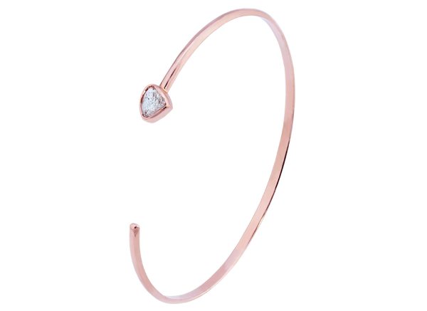 Gold Arm Cuff with Solo Earth-Cut Diamond